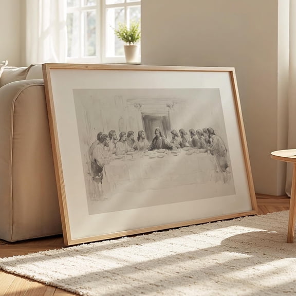 The Last Supper Black And White Modern Christian Art Christian , Kitchen Wall Art, Living Room Scripture Decor, Bible Sketch 79 UNFRAMED Poster, Wall Art for Decor, Present, 8x12