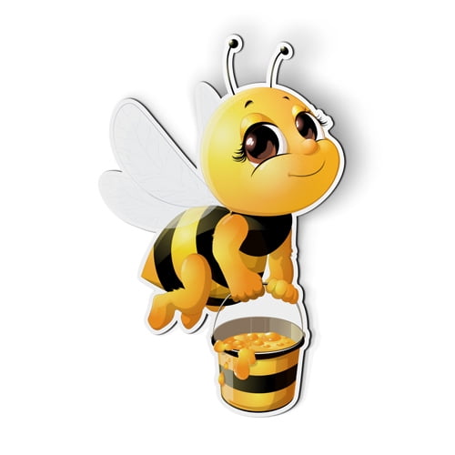Cute Little Honey Bee Eating Honey - 5" Magnet for Car Locker Refrigerator