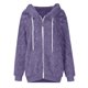 thumbnail image 3 of Gibobby Chamarra Sherpa para mujer, Chamarra corta de forro polar mullido para mujer, para otoño e invierno, con botones y solapa, chaquetas de gabardina de invierno(Morado,XG), 3 of 5