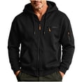 thumbnail image 2 of Men's Hooded Sweatshirt With Zipper Solid Long Sleeved Cardigan Casual Fashionable Coats, 2 of 8