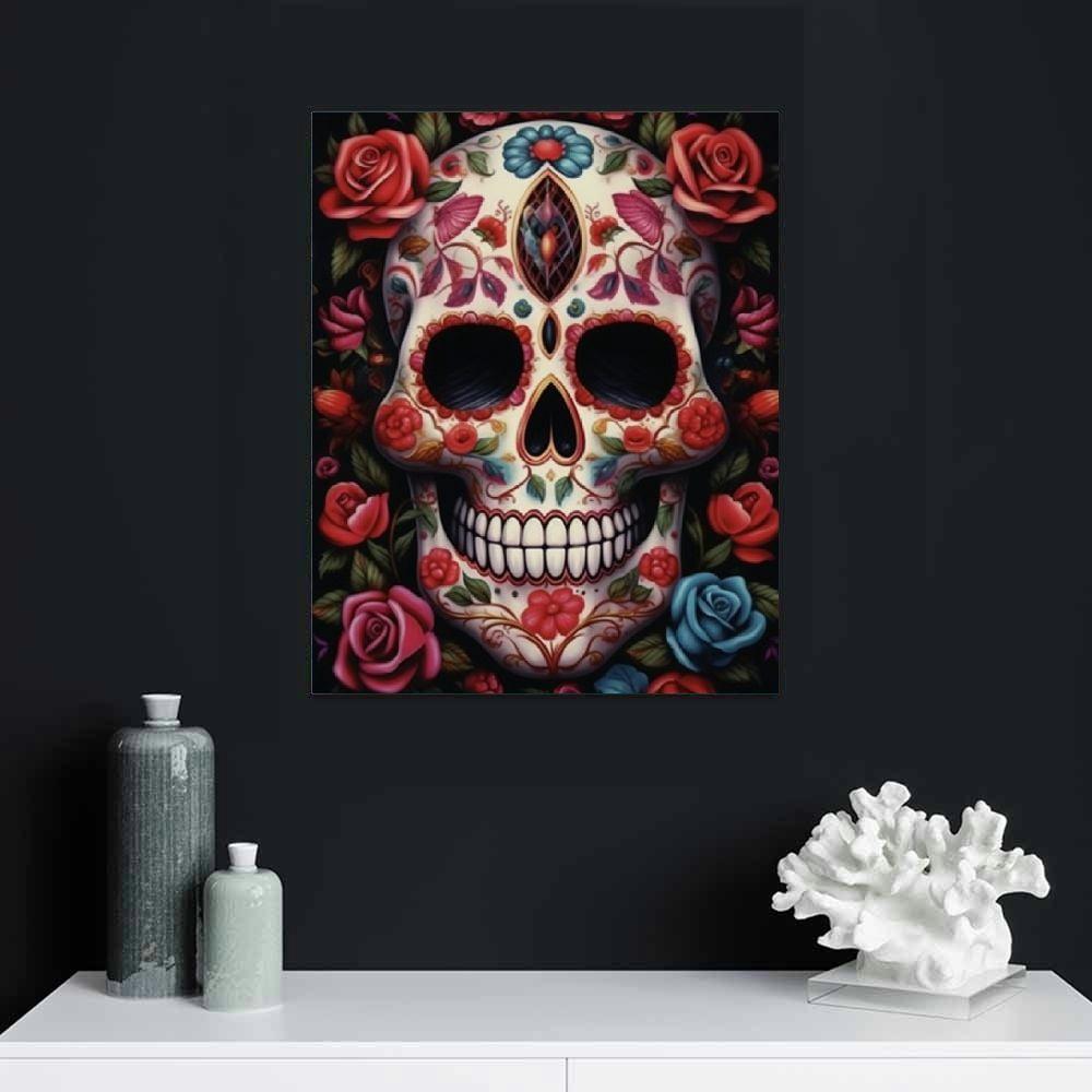 COMIO  Galaxy Sugar Skull Wall Art Decor Star Floral Skull Prints And Posters Pub Club Shop Mexican Festival Decorations Party Canvas Wall Painting Artwork