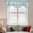thumbnail image 3 of Summer Beach Theme Tie Up Valances Curtain, Adjustable Kitchen Teal and White Wood Grain Beige Starfish Valances for Windows Decor, Rod Pocket Short Curtains Set for Bedroom/Bathroom, 42"x18", 3 of 9