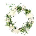 thumbnail image 3 of Simulation Camellia Hanging Garland Flower Wall Hanging Home Door Decoration Festival Ornament (Camellia Wreath 30cm, White), 3 of 4