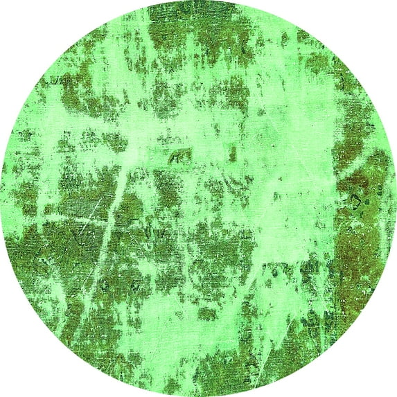 Ahgly Company Indoor Round Abstract Green Modern Area Rugs, 3' Round