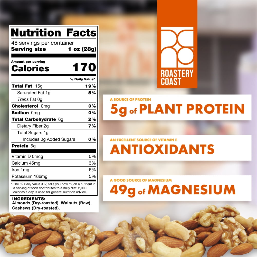 Roastery Coast Healthy Triple Mix | 3 Pounds | Almonds, Cashews, Walnuts