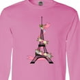 thumbnail image 4 of Inktastic Eiffel Tower in Paris with Flowers and Pink Banner Long Sleeve T-Shirt, 4 of 5