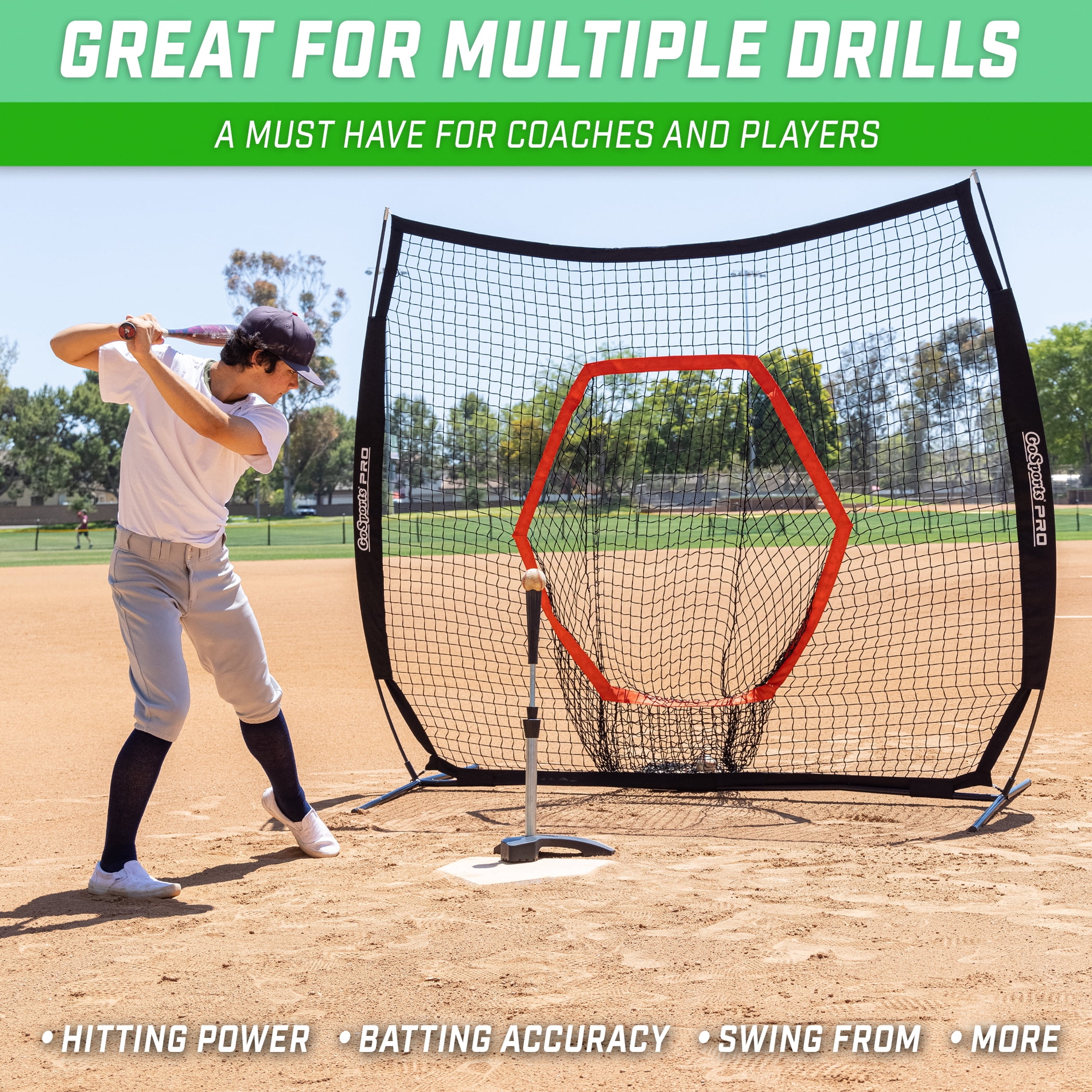 GoSports Baseball & Softball Pro Batting Tee with Heavy Duty Tripod Base Design and Adjustable Height