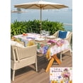 thumbnail image 5 of Outdoor Tablecloth with Umbrella Hole for Patio/Picnic/Party/Camping, Spring Groundhog Waterproof Table Cloth Rectangle Table Cover Washable, Watercolor Sunflower Botanical Pink Plaid (54"x 80"), 5 of 8