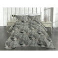 thumbnail image 2 of Ambesonne Leaf Print Quilted Coverlet 3 Pcs, Neutral Tone Leafy Woods, King Size, Grey Teal Pale Redwood, 2 of 4