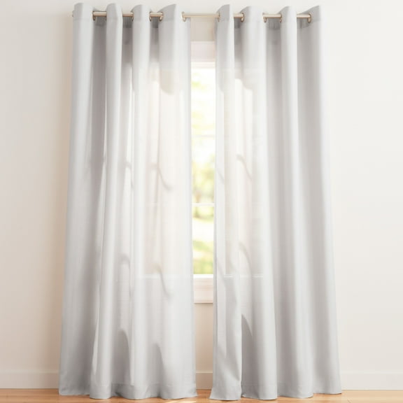 Exclusive Home Loha Linen Grommet Top Curtain Panel Pair, 54"x96", Silver
