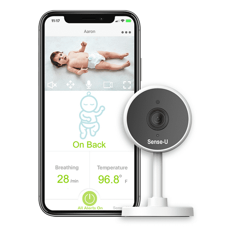 Sense-U Video Baby Monitor with 1080P HD Video Camera, 2-Way Audio, Night Vision, WiFi (Compatible with Sense-U Baby Breathing Monitor)