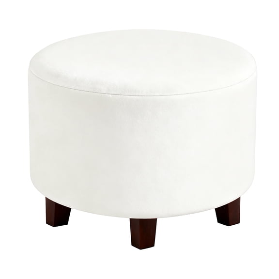 Uxcell Velvet Round Footstool Slipcover, Stretch Foot Stool Protector Covers Plush Furniture Protector Cover with Elastic Bottom(Small, White)