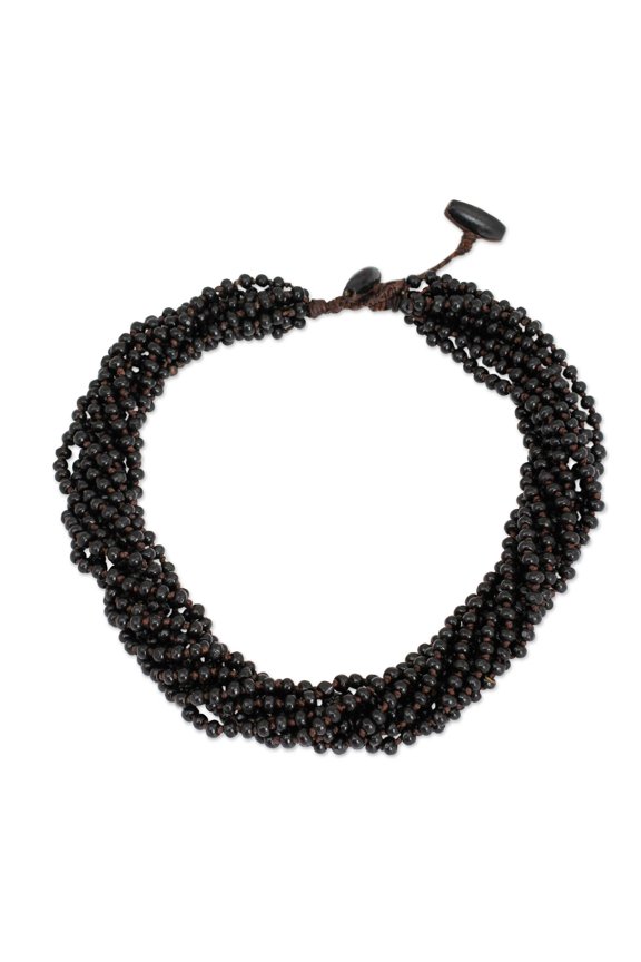 Wood torsade necklace, 'Chiang Rai Belle'