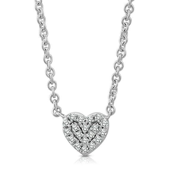 ARAIYA JEWELRY Sterling Silver Diamond Heart Pendant Necklace (1/10 cttw, H-I Color, I1-I2 Clarity), 18"