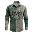 thumbnail image 3 of Men's St Patricks Day Button Printed Down Long Sleeve St Patrick's Shirt Button Festival 4 Leaf Soft Classic Irish Print Four Leaf St Patrick's Men's Printed Button Down Shirt (Green,2XL), 3 of 5