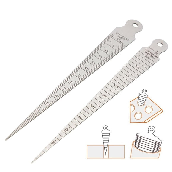 DYNWAVECA 1Pc 1-60mm Welding Stainless Steel Ruler Taper Hole Portable Measuring - , 1-15mm (0.86mm Depth)