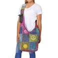 thumbnail image 2 of The Collection Royal Deep Washed Peace and Spiral Stamped Cotton Hobo Bag, 2 of 4