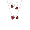 thumbnail image 2 of Delight Jewelry Silvertone Red Heart with Beaded Border Red Lucky Ladybug Necklace and Dangle Earrings Set, 2 of 6