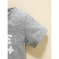 thumbnail image 6 of hirigin Baby Boys Summer Outfit Sets Gray Short Sleeve Letter Print T-shirt + Black Casual Pants, 6 of 9