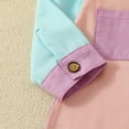 thumbnail image 3 of XuJwPNcy Boys Girls Button down Shirts Long Sleeve Tops Fall Clothes Toddler Baby Color Block Shirts with Pocket, 3 of 6