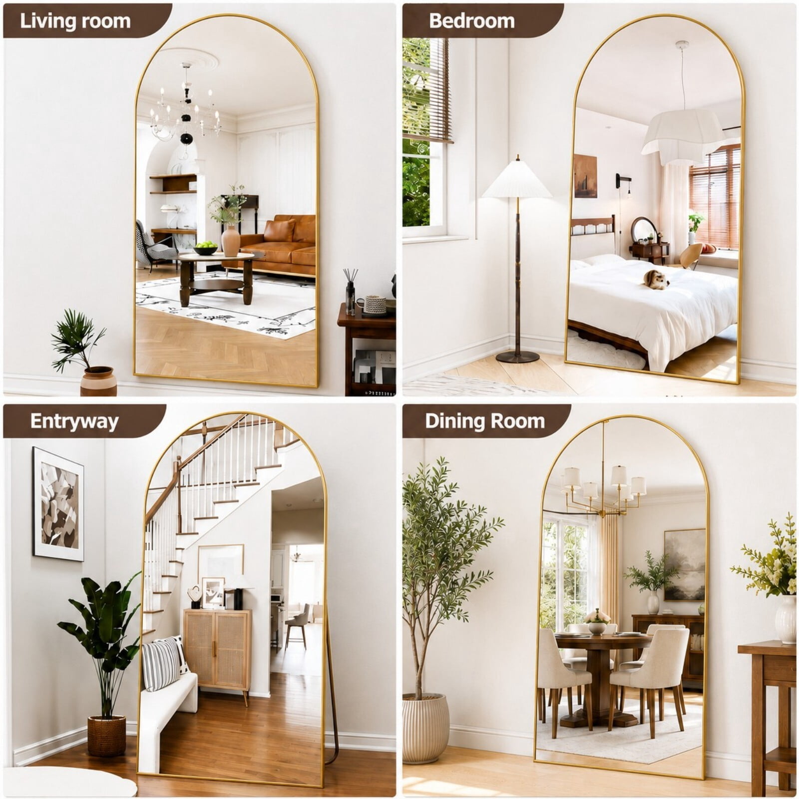 Mirrasia 71.3" x 26" Arched Full Length Mirror Full Body Mirror Wall Mounted, Gold