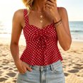 thumbnail image 5 of ClodeEU Women's Polka Dot Print Spaghetti Strap Peplum Cami Top,Sweetheart Neck Sleeveless Summer Tank Red,Women's Plus L, 5 of 5