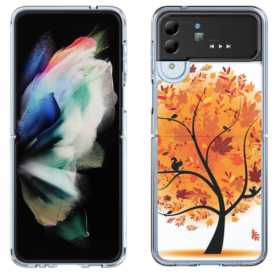 Shockproof Bumper Phone Case for Samsung Galaxy Z Flip 4 5G, by OneToughShield ® - Golden Tree