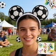 thumbnail image 3 of Set de pasadores de pelo de fútbol americano de plástico, diadema, pendientes y tatuajes temporales para niñas, decoración de moda para fiestas deportivas, 3 of 6