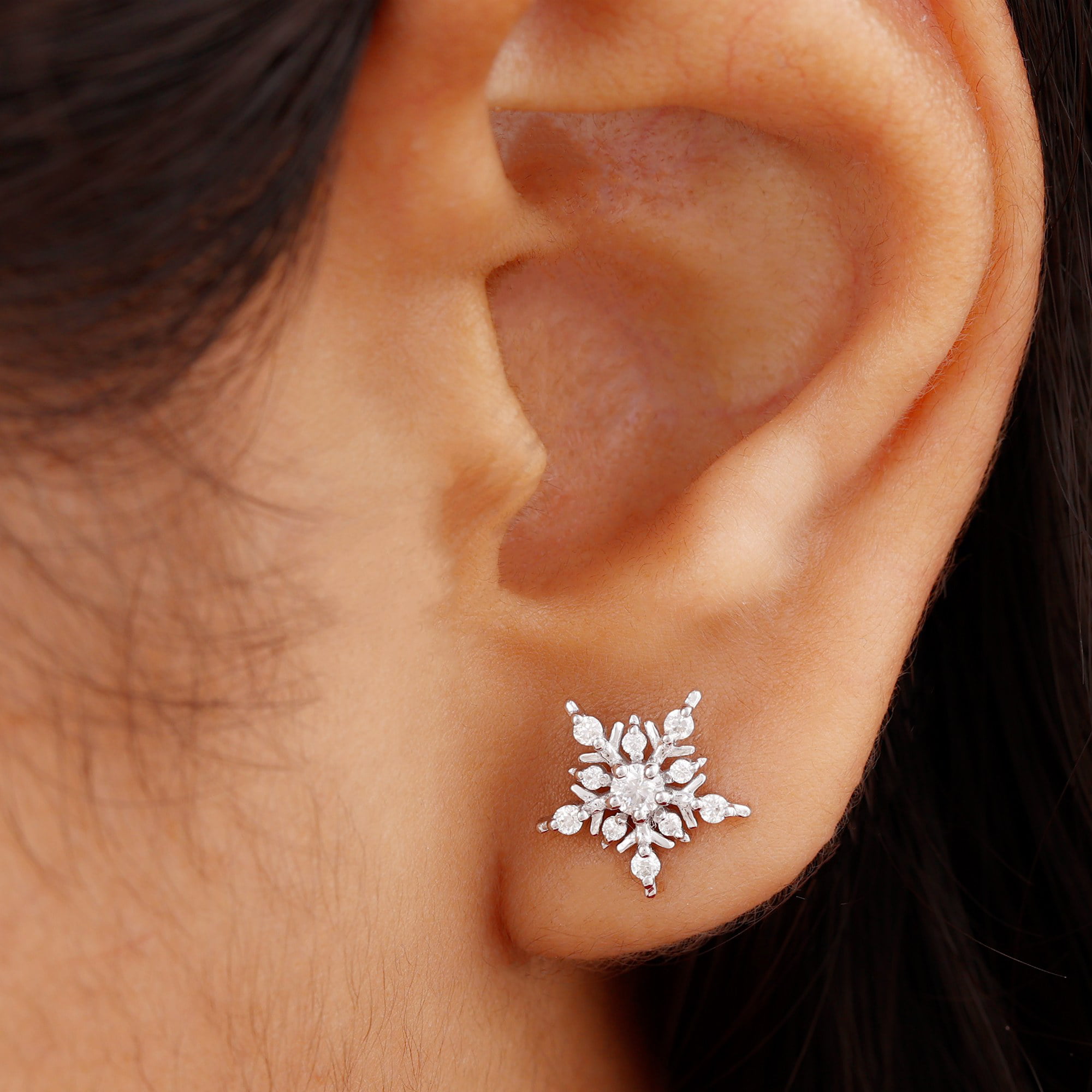 Fabergé White Gold and Diamond Imperial Snowflake Stud Earrings | Harrods UK