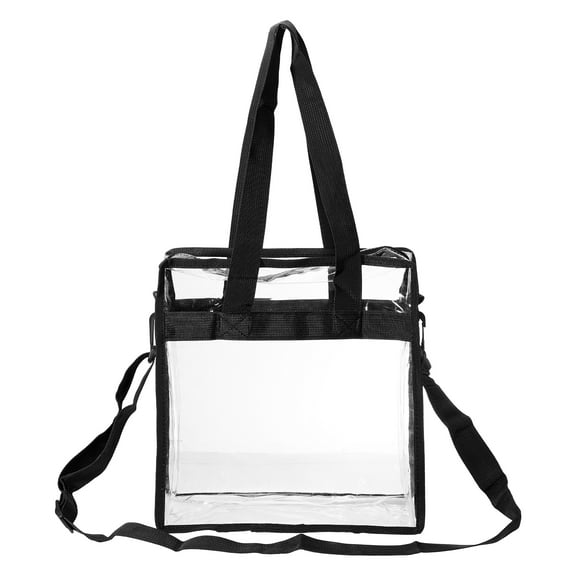 Unique Bargains Clear Toiletry Bag Waterproof Transparent Tote Bag for Women Zipper Makeup Pouch Black