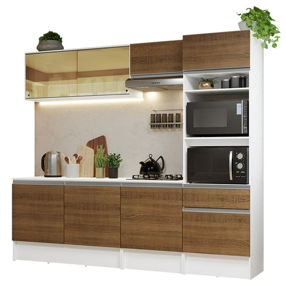 Cocina Integral Completa 240cm Diamante Madesa 06 - Blanco/Marrón