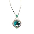 thumbnail image 4 of Collar de tesoro de color azul Londres de gran quilates con corte de fuegos artificiales brillantes, colgante de color Paraiba de alta gama europeo y americano, 4 of 5