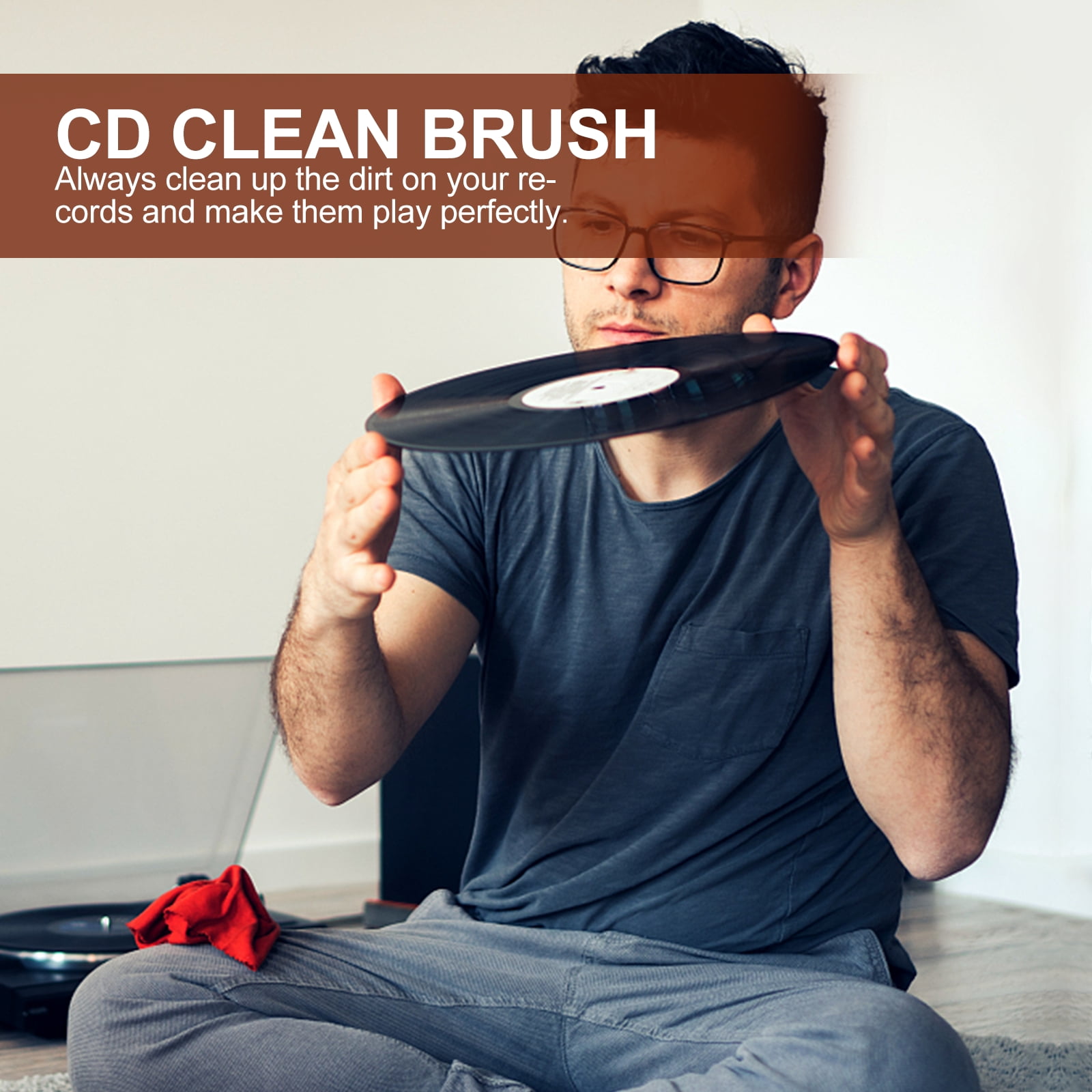 LABSERRON Brush Vinyl Record Solid Wooden Handles Audio Maintenance 1Set 8.06X1.57X1.57 In