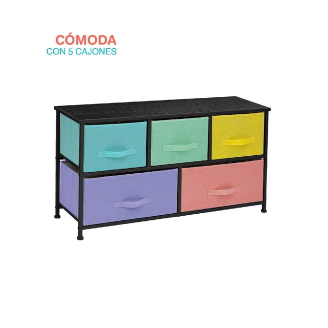 Organizador Estante 5 Cajones Gavetas de Tela Almacenamiento multicolor Elly Decor ED-CDT5CJCL