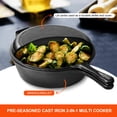 thumbnail image 4 of 26cm Frying Pan, 3qt Skillet and Lid Set Pre-Seasoned Cast Iron 2-In-1 Multi Cooker Kitchen Cookware Dutch Oven, 4 of 7