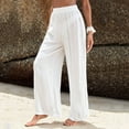 thumbnail image 4 of Lmnyox Women's Summer Beach Pants Lightweight Wide Leg Trousers Elastic Waist Cotton Linen Lounge Pants, 4 of 7