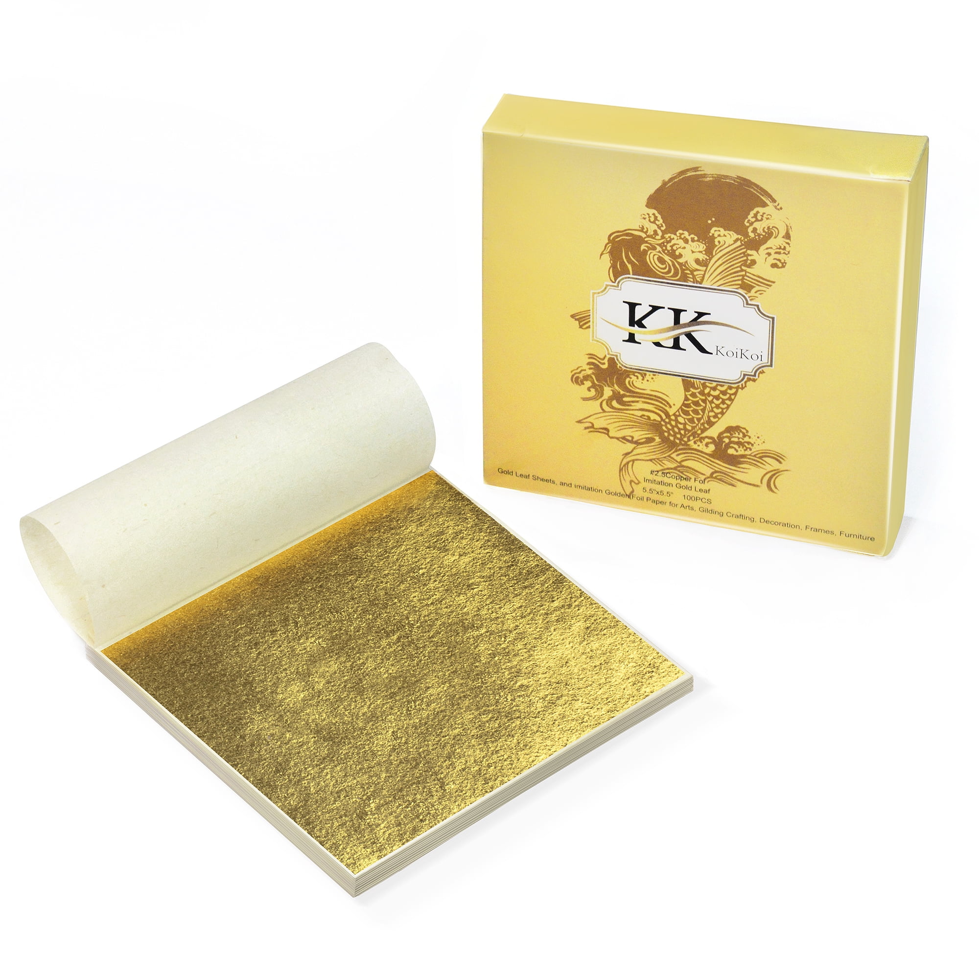 100pcs sheets Gold leaf kit 14x14cm Adhesive Gilding Crafts Arts Repalcement l 