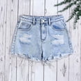 thumbnail image 5 of Yourumao Mini Jean Shorts for Girl 13-16Y Ripped Elastic Waist Denim Shorts Tassle Distressed Wash Slim Fit Shorts for Streetwear with Pocket, 5 of 8