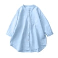 thumbnail image 6 of SOOMLON Button up Shirts for Women Plus Size Crew Neck 3/4 Sleeve Cardigan Loose Solid Tunic Top Casual Work Blouse, 6 of 6