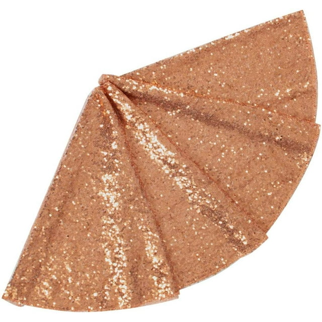 Embroidered and Sequined Holiday Rose Gold-Sequin Tree Skirt-24Inch Christmas Tree Skirt Polyester Christmas Tree Skirt Christmas Decorations Small Tree Skirt for Pencil/Slim/Small Trees