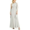 J Kara Women's Beaded Gown & Chiffon Scarf Silver Size 6