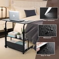 thumbnail image 5 of Adjustable Table Student Computer Desk Portable Home Office Furniture Small Spaces Sofa Bedroom Bedside Learn Play Game Desk on Wheels Movable with Storage Size 31.5 * 15.7 Inch Brown A, 5 of 7