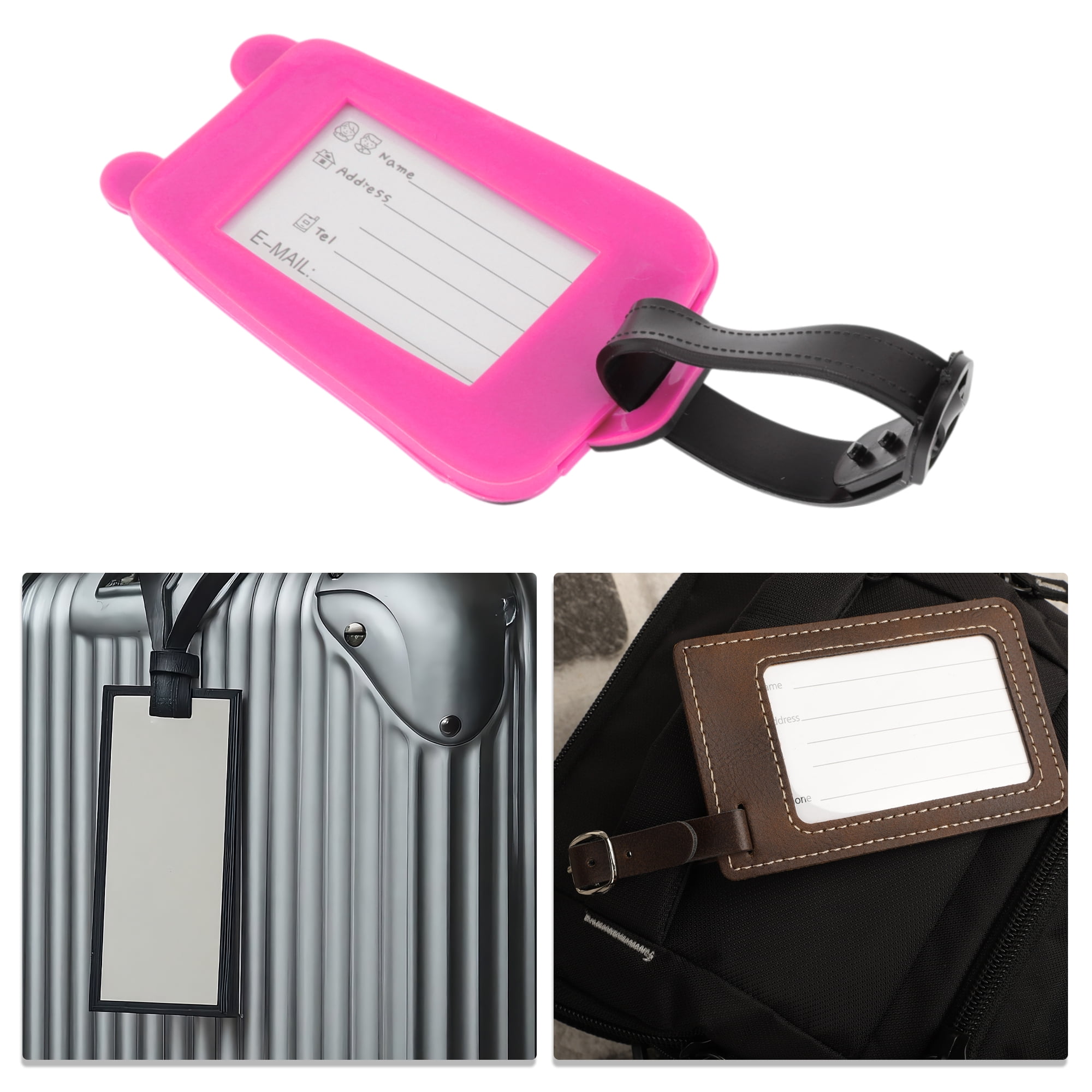 Unique Bargains 1 Pc Simple Durable NO Pattern Luggage Tag for Travelling Deep Pink