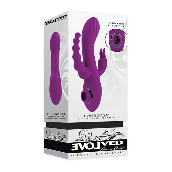 Evolved Fourgasm Rechargeable Triple Stim Vibe with Suction Silicone Purple