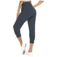 thumbnail image 4 of Frostluinai Capri Pants for Women Drawstring Elastic Waist Casual Capris Solid Color Yoga Workout Pants Plus Size Loose Capris with Pockets, 4 of 9