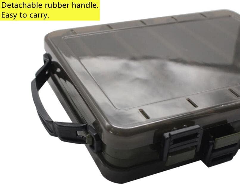 Double-Sided Fishing Lure Hook Tackle Box Visible Hard Plastic Clear Fishing Lure Bait Squid Jig Minnows Hooks Accessory Storage Case Container (Orange-10Slots)