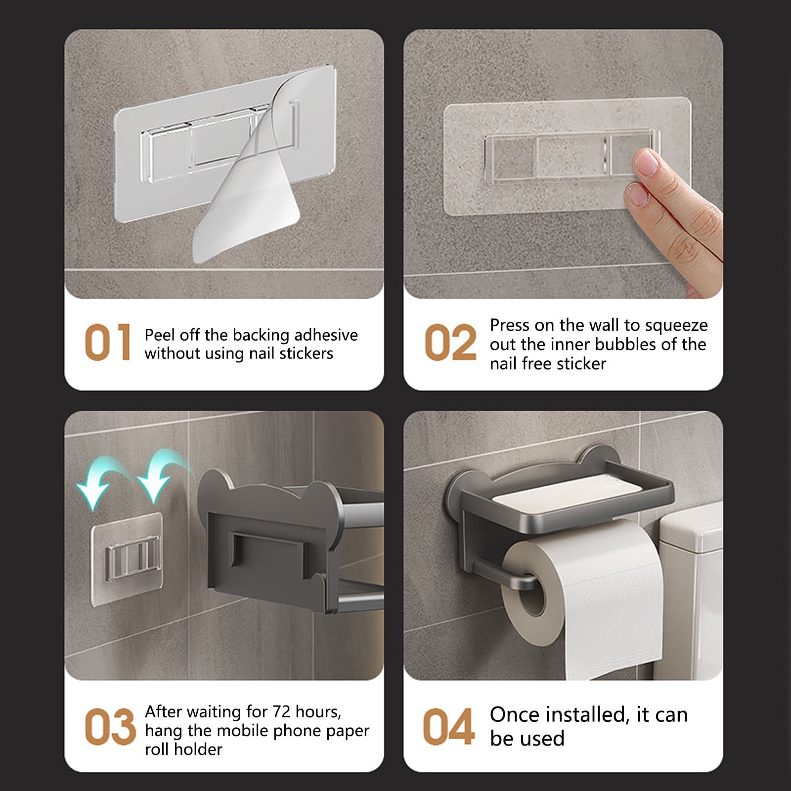 JilgTeok 5 Packs Toilet Paper Holder Stand with Phone Shelf Rustproof Bathroom Storage Organizer Wall Mount or Freestanding Modern Design