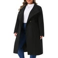 thumbnail image 4 of Agnes Orinda Women's Plus Size Overcoat Classic Stand Collar Long Sleeve Back Split Winter Long Coat with Pockets 2X Black, 4 of 6