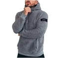 thumbnail image 3 of DODADAWANJ Men's Fuzzy Fleece Hoodies Quarter Zip Hooded Sweatshirt Big and Tall Pullover Hoodies for Resort Camping Casual XL, 3 of 8