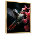 thumbnail image 2 of Designart "Vibrant Hummingbird Grey Coral Elegance I" Animals Floater Framed Canvas Print, 2 of 7
